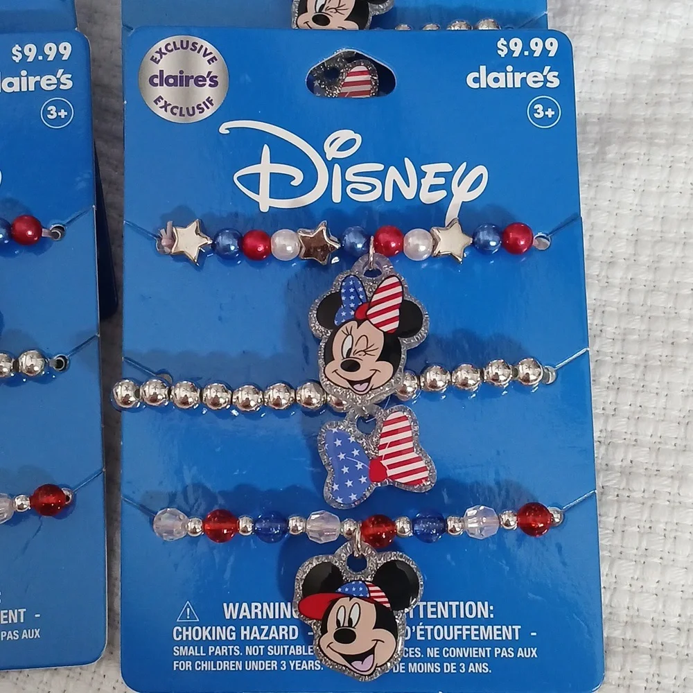 Disney Kids' Mickey and Minnie Bracelets - Red, Blue, Silver Lot